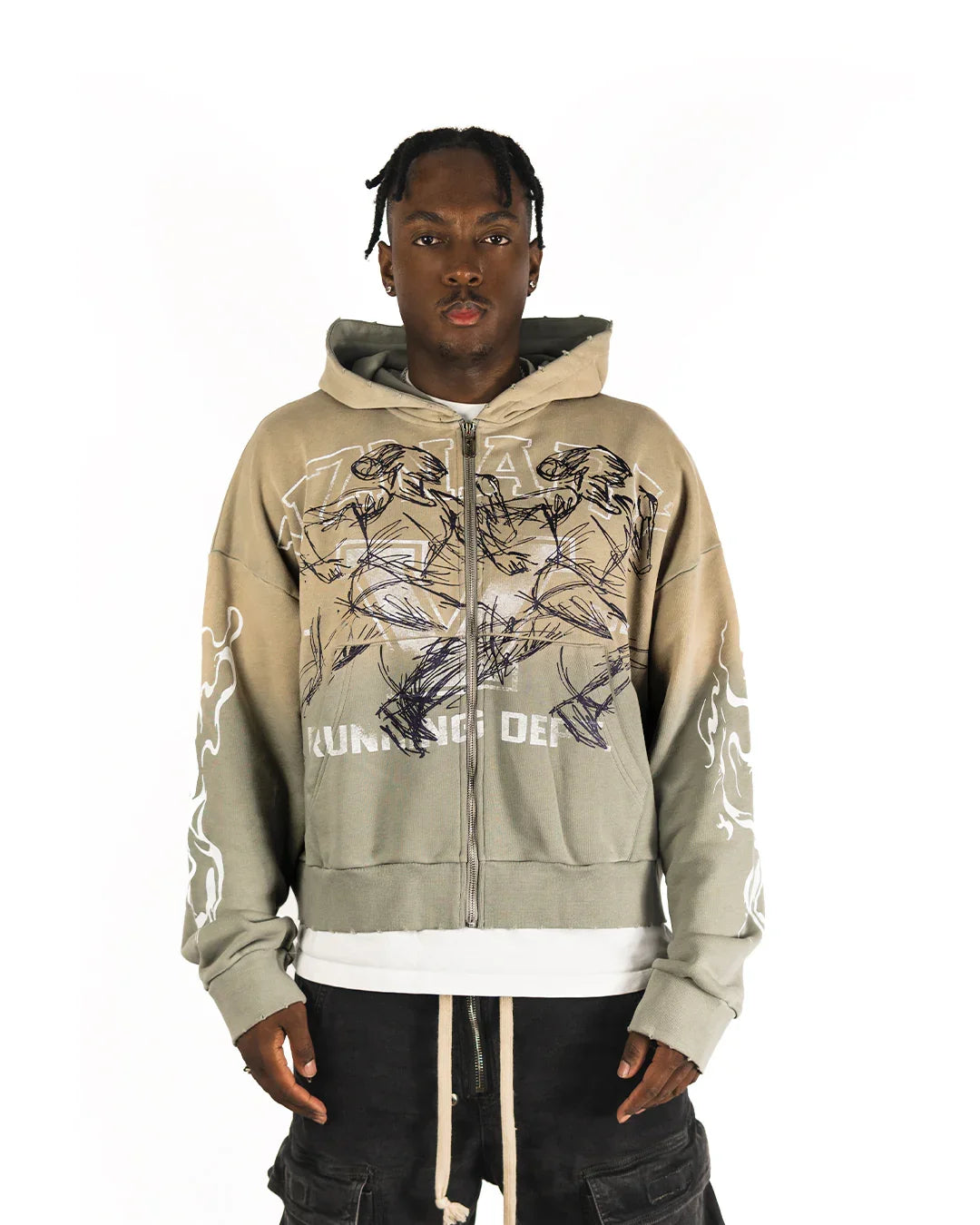 "SANDSTORM GREY" BOXY OVERSIZED ZIP UP JACKET