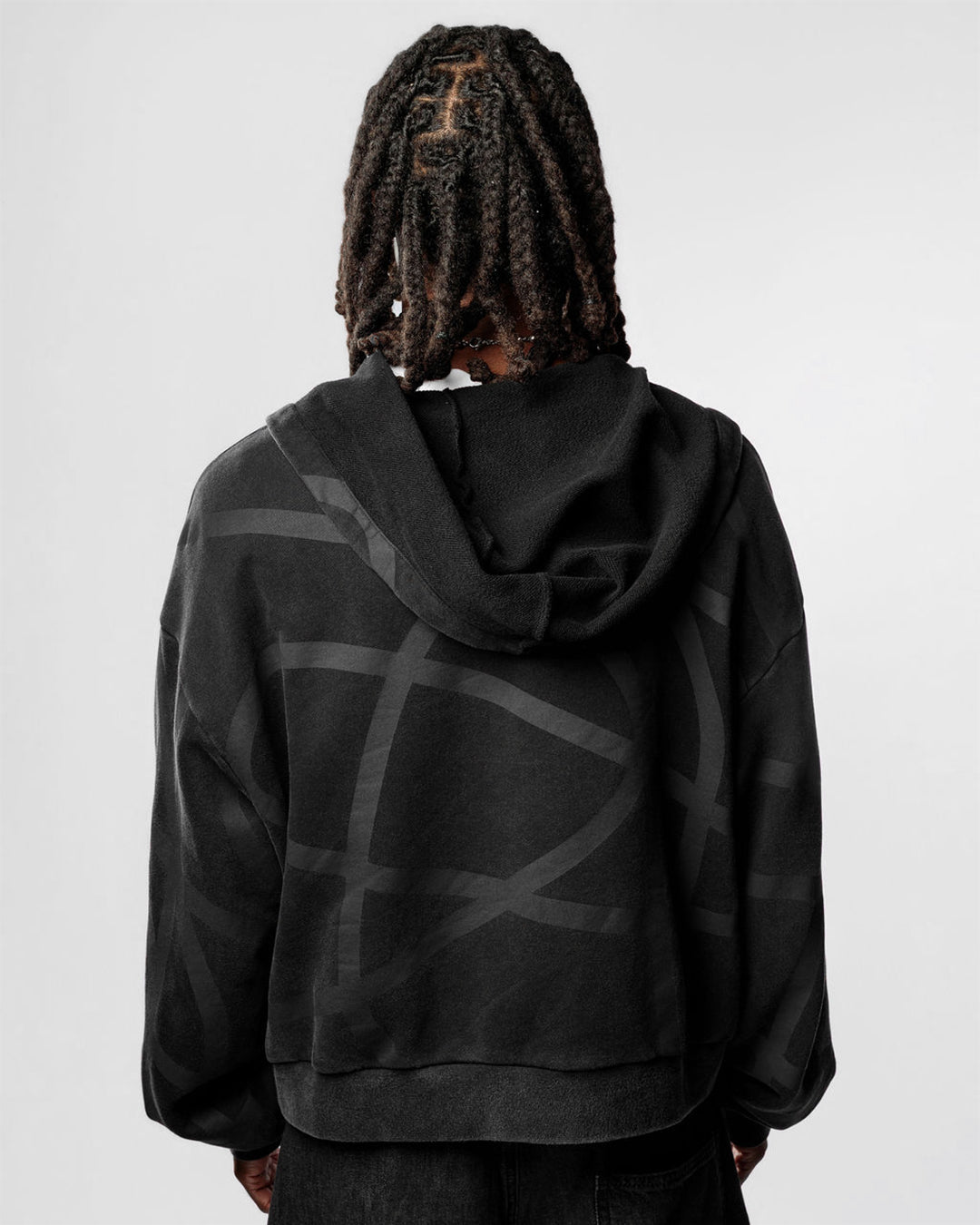 VISIONARY "TWISTED CHAOS" DISTRESSED HOODIE (TRIPLE BLACK)