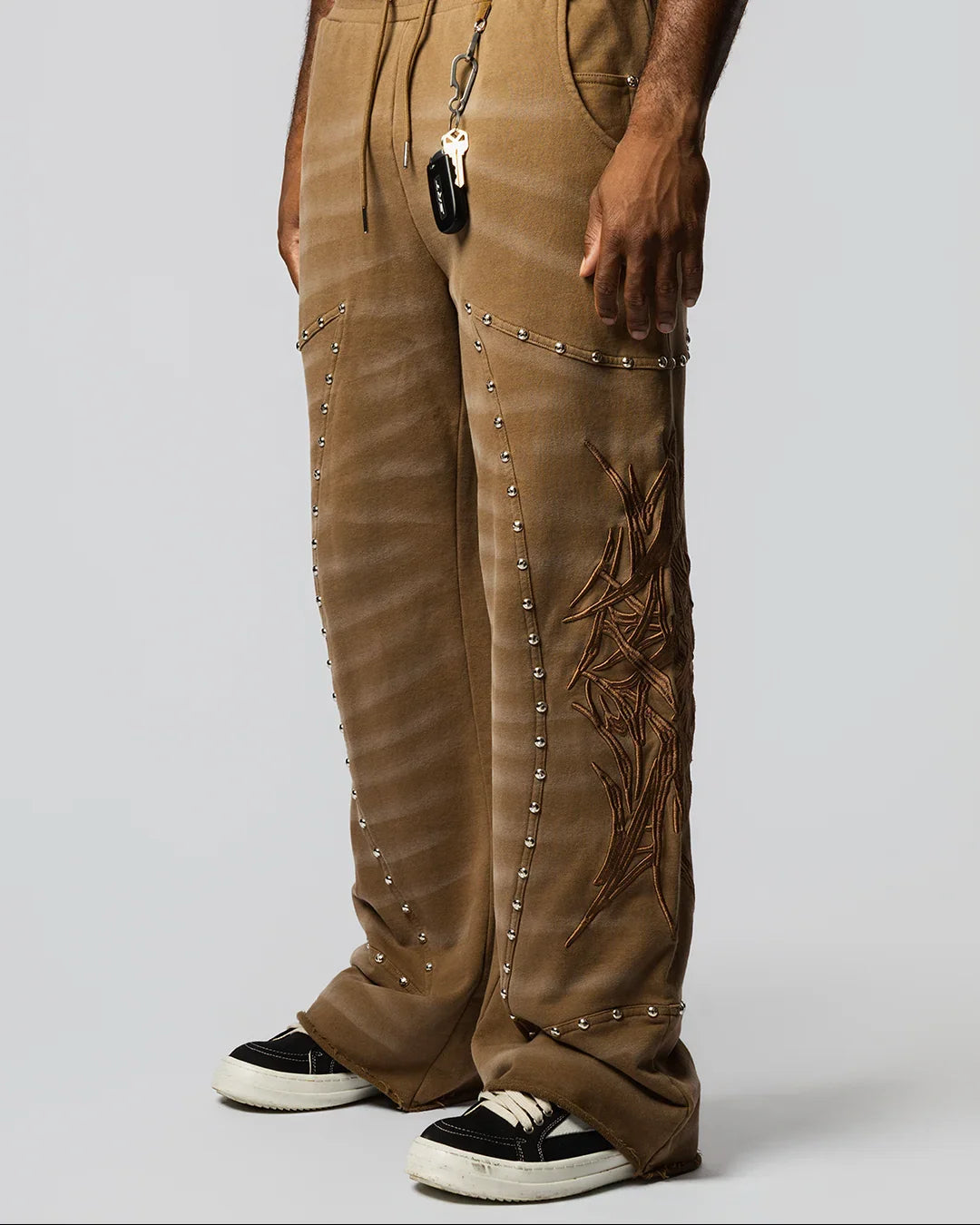"CRASH BURNERS" WIDE LEG SWEATS (BROWN)