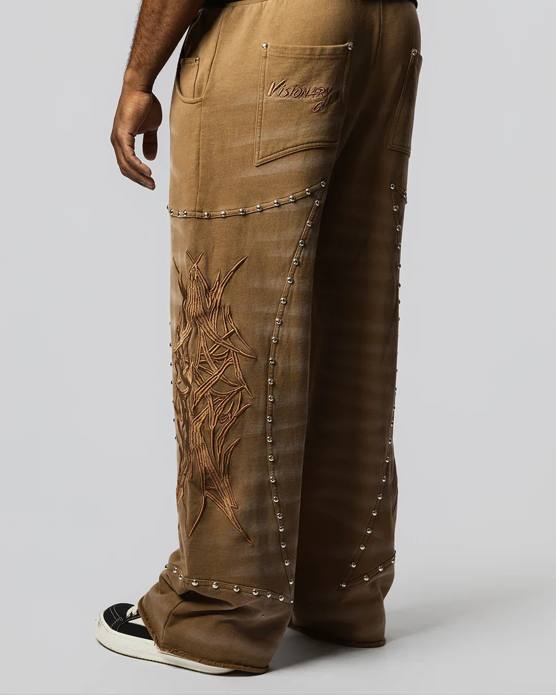 "CRASH BURNERS" WIDE LEG SWEATS (BROWN)