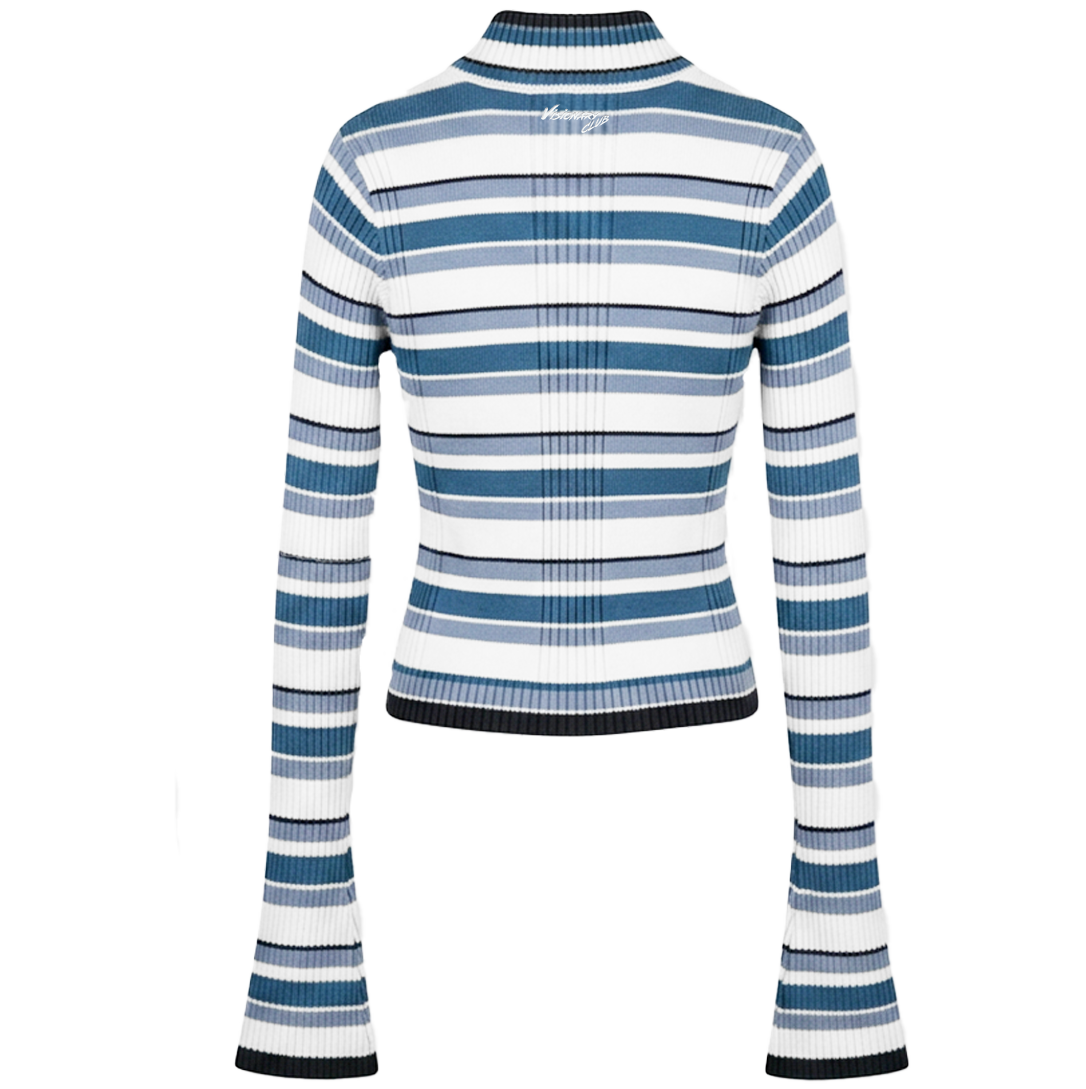 GRIDLINE STRIPED HALF-ZIP KNIT (FEMALE)