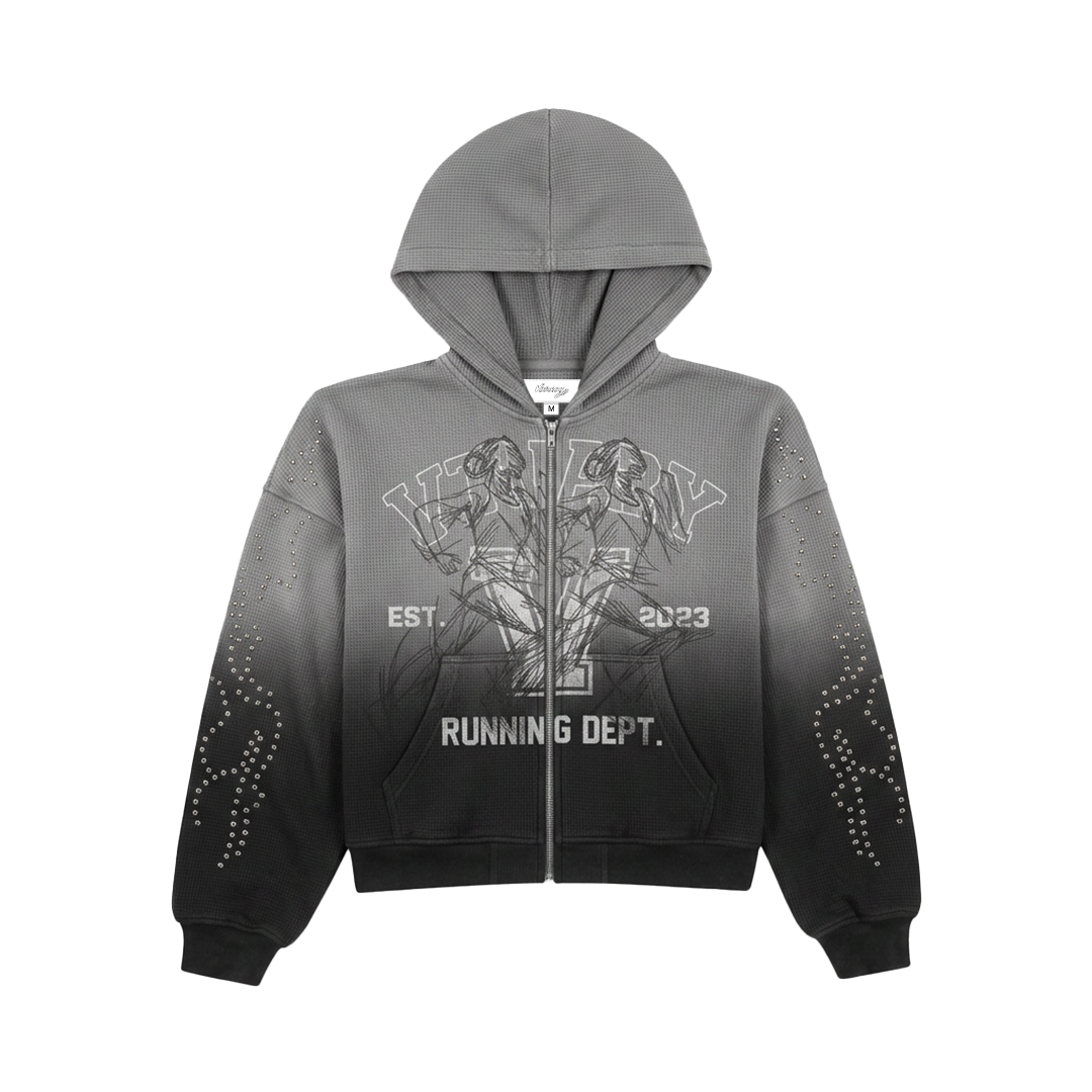 "BLACK DRIFT" BOXY OVERSIZED ZIP UP JACKET