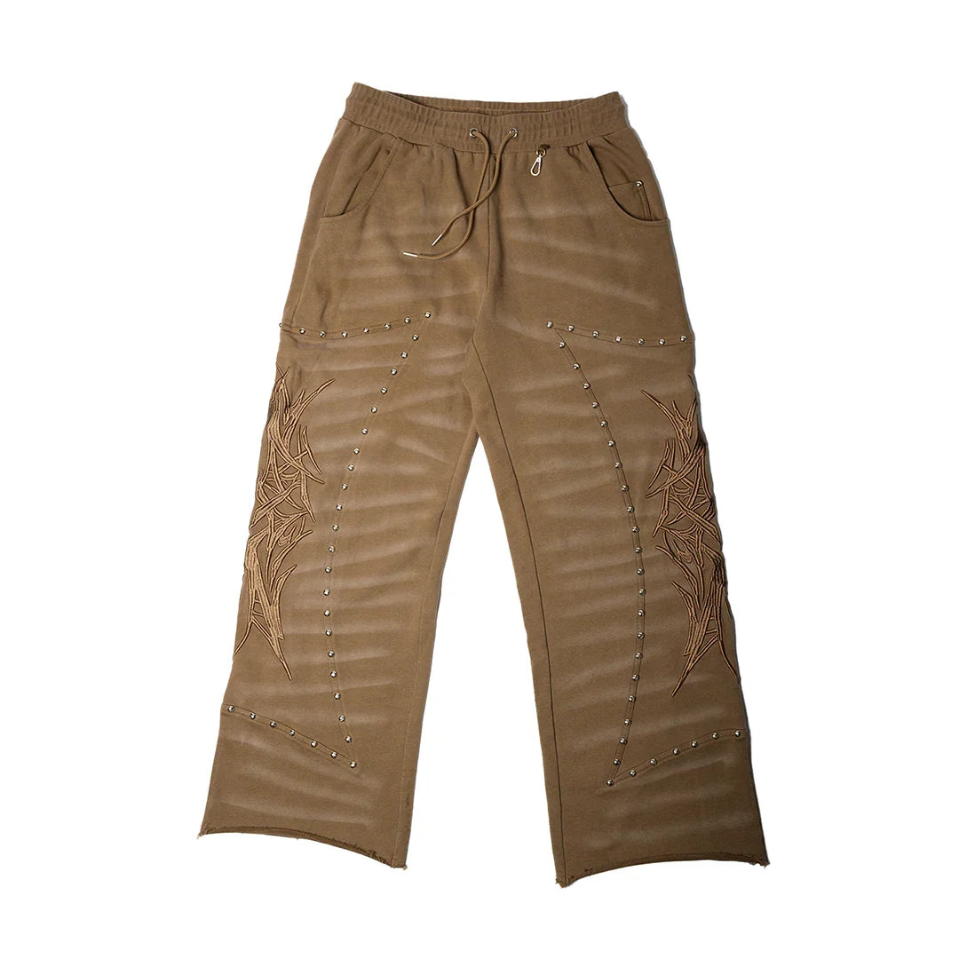 "CRASH BURNERS" WIDE LEG SWEATS (BROWN)