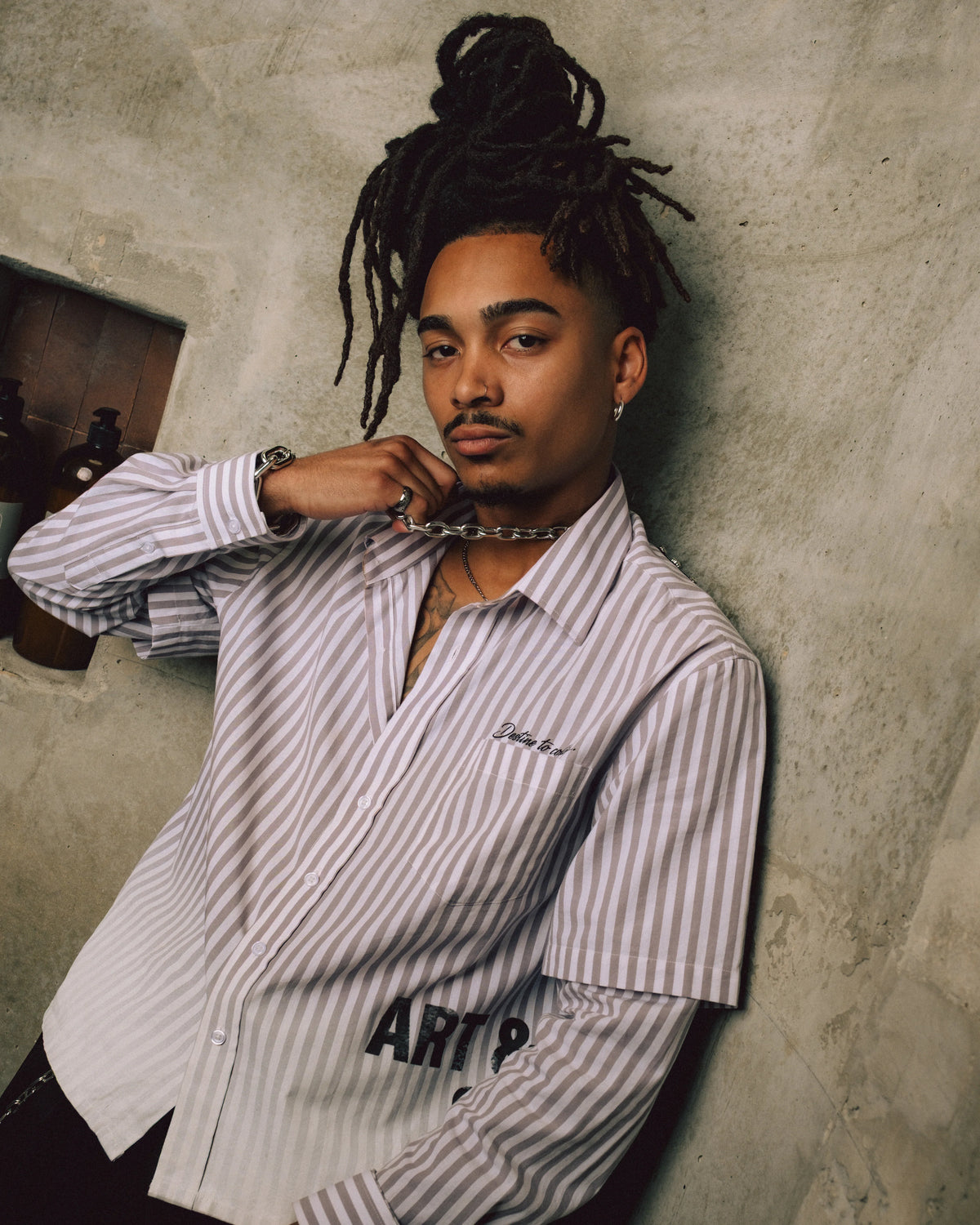VISIONARY DOUBLE SLEEVE FADE BUTTON DOWN (BLACK)