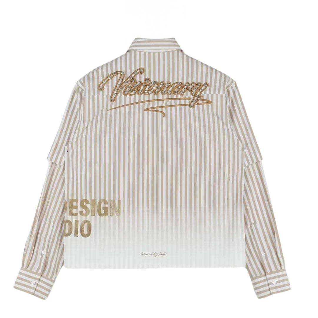 VISIONARY DOUBLE SLEEVE FADE BUTTON DOWN (BROWN)