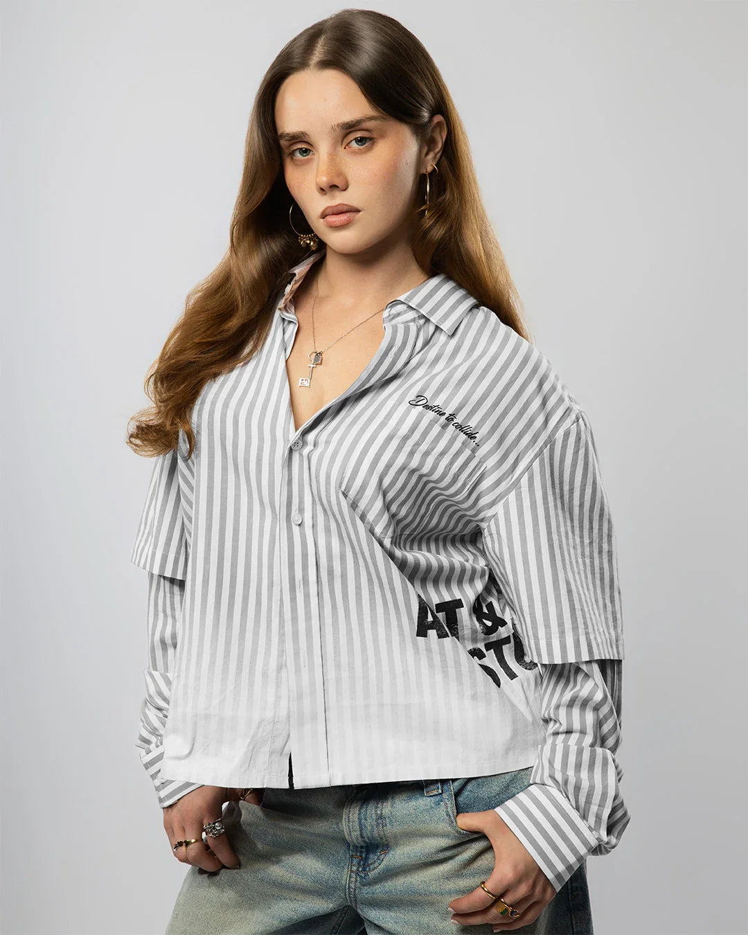 VISIONARY DOUBLE SLEEVE FADE BUTTON DOWN (BLACK)