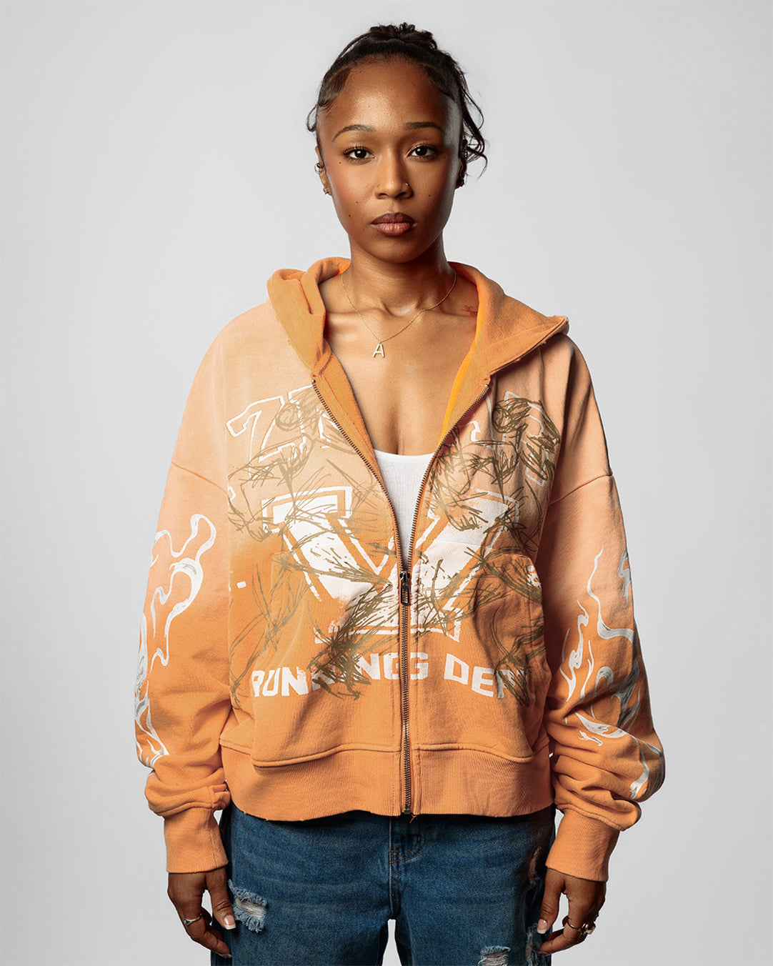 "ORANGE CREAM" BOXY OVERSIZED ZIP UP JACKET