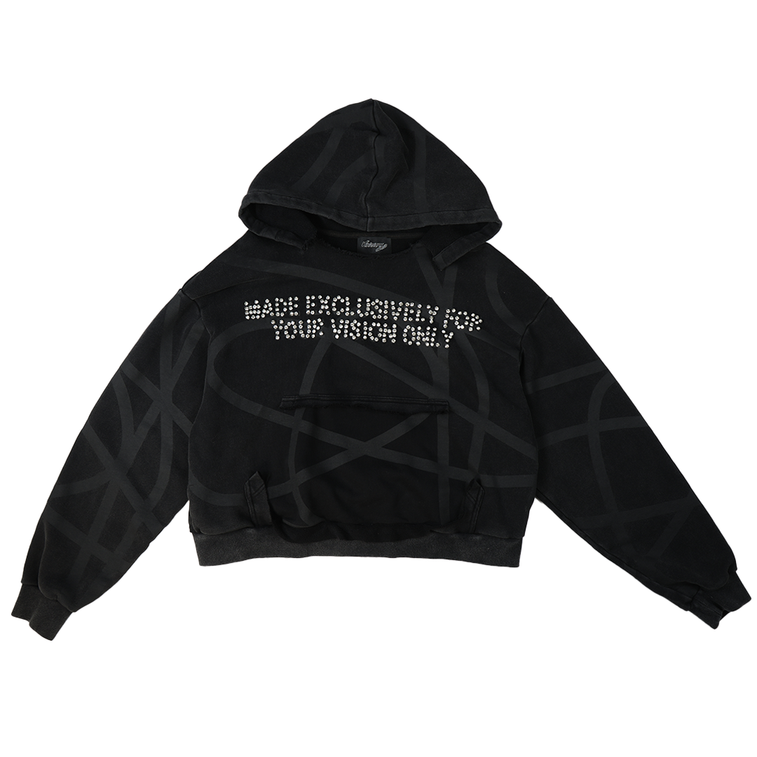 VISIONARY "TWISTED CHAOS" DISTRESSED HOODIE (TRIPLE BLACK)