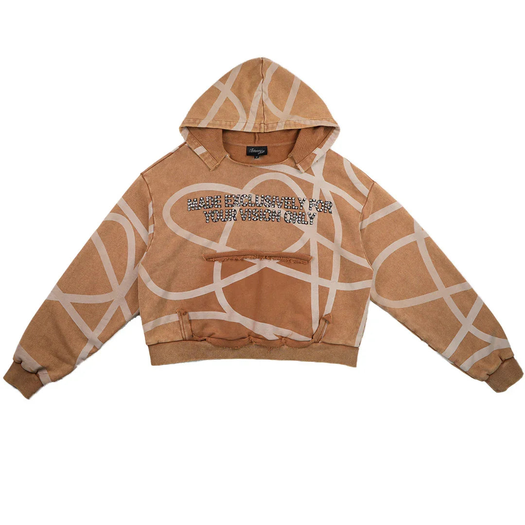 VISIONARY "TWISTED CHAOS" DISTRESSED HOODIE (BROWN)