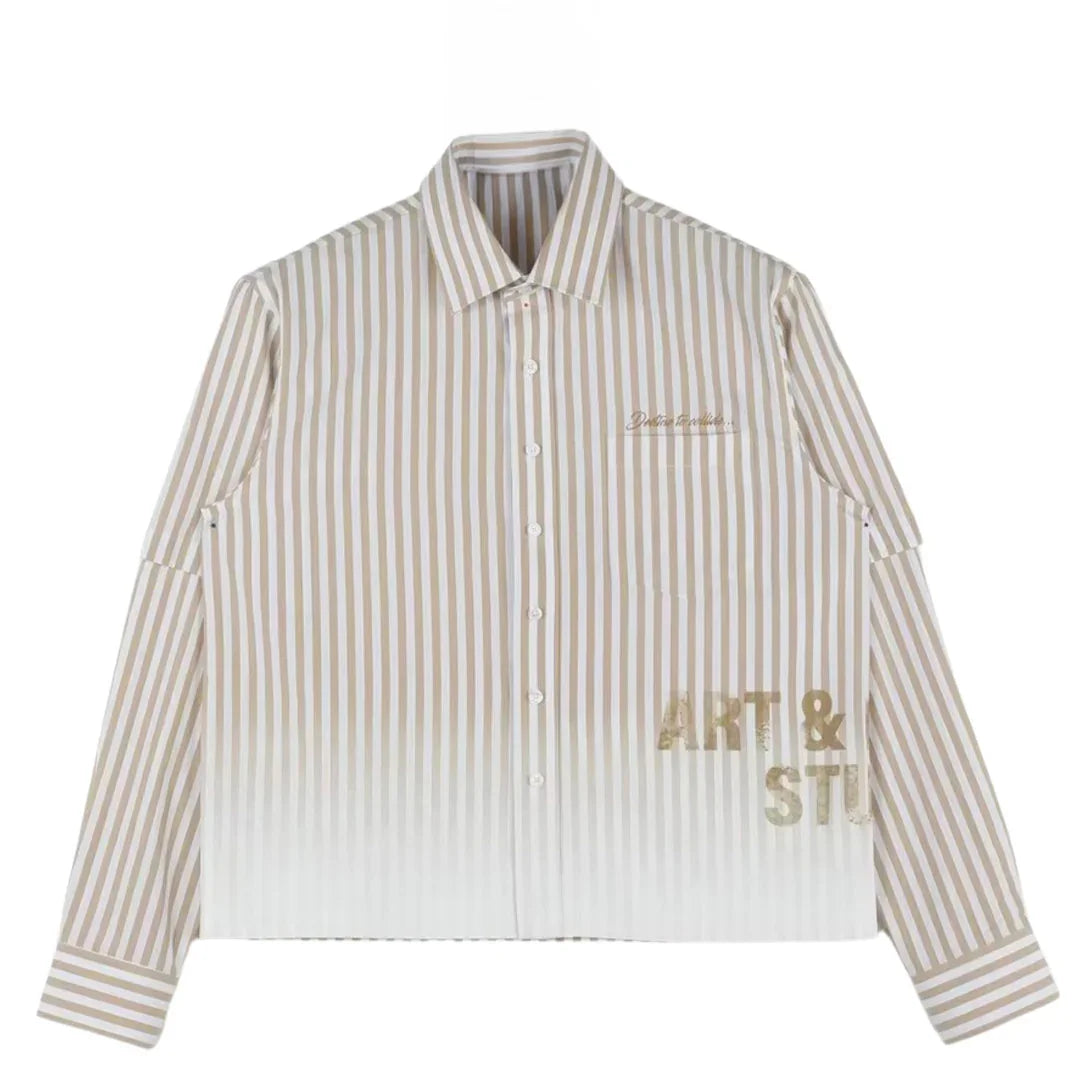 VISIONARY DOUBLE SLEEVE FADE BUTTON DOWN (BROWN)