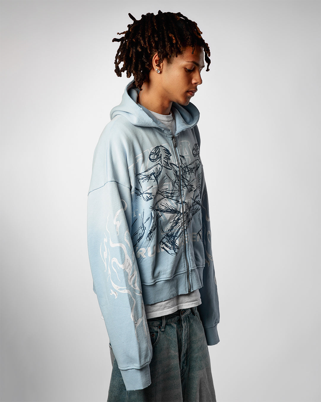 "SKYFALL BLUE" BOXY OVERSIZED ZIP UP JACKET