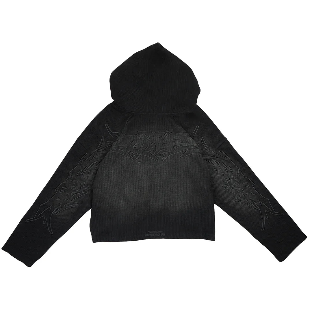 X-RAY THERMAL KNIT HOODIE V2 ( SHADOW BLACK )