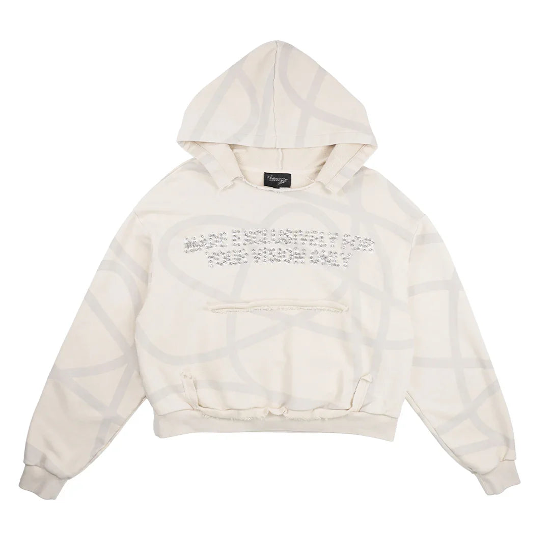 VISIONARY "TWISTED CHAOS" DISTRESSED HOODIE (OAT MILK)