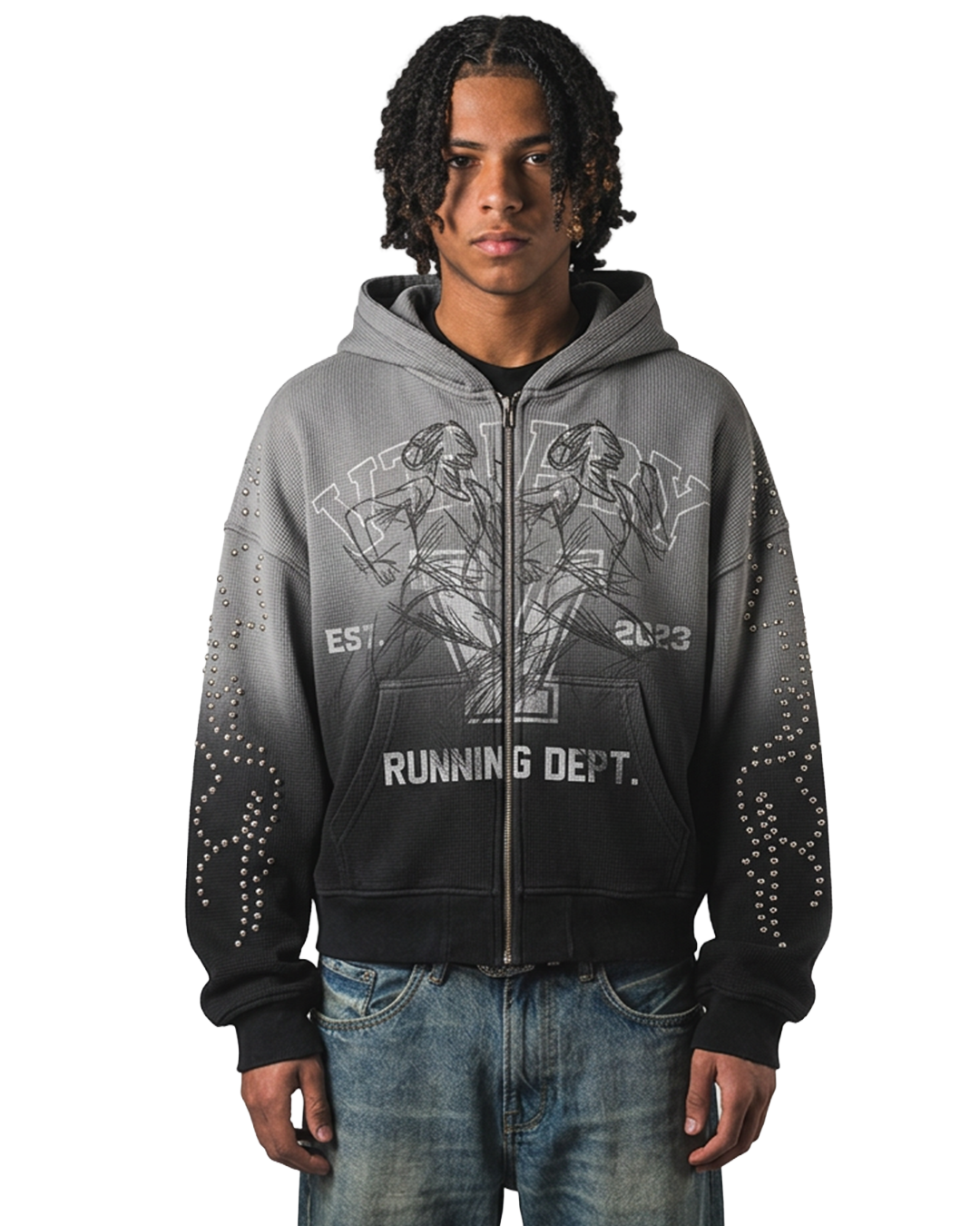 "BLACK DRIFT" BOXY OVERSIZED ZIP UP JACKET