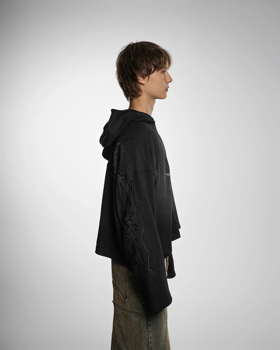 X-RAY THERMAL KNIT HOODIE V2 ( SHADOW BLACK )