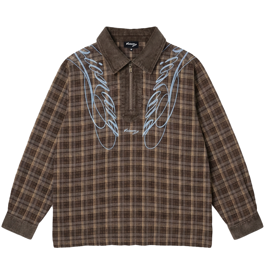 VISIONARY “DIVINE SCRIPT” PLAID POLO L/S