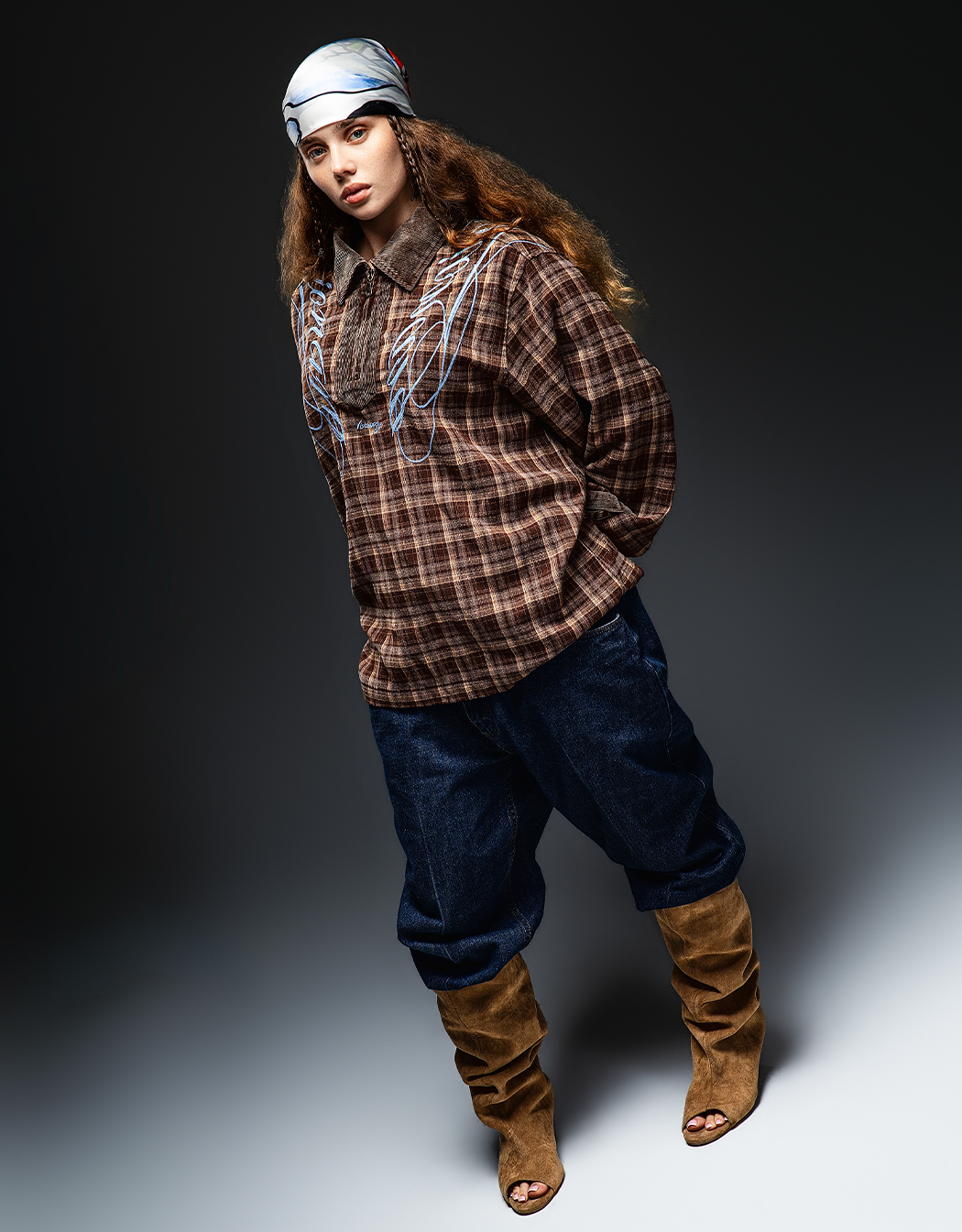 VISIONARY “DIVINE SCRIPT” PLAID POLO L/S