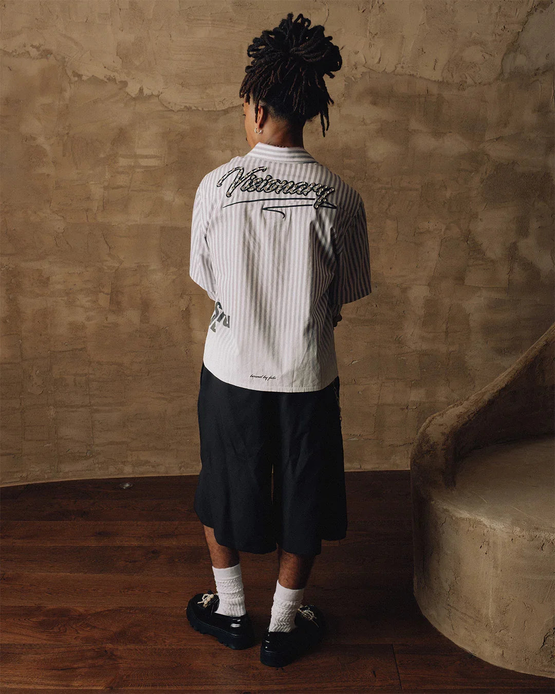 VISIONARY DOUBLE SLEEVE FADE BUTTON DOWN ( BLACK ) – Visionary Club