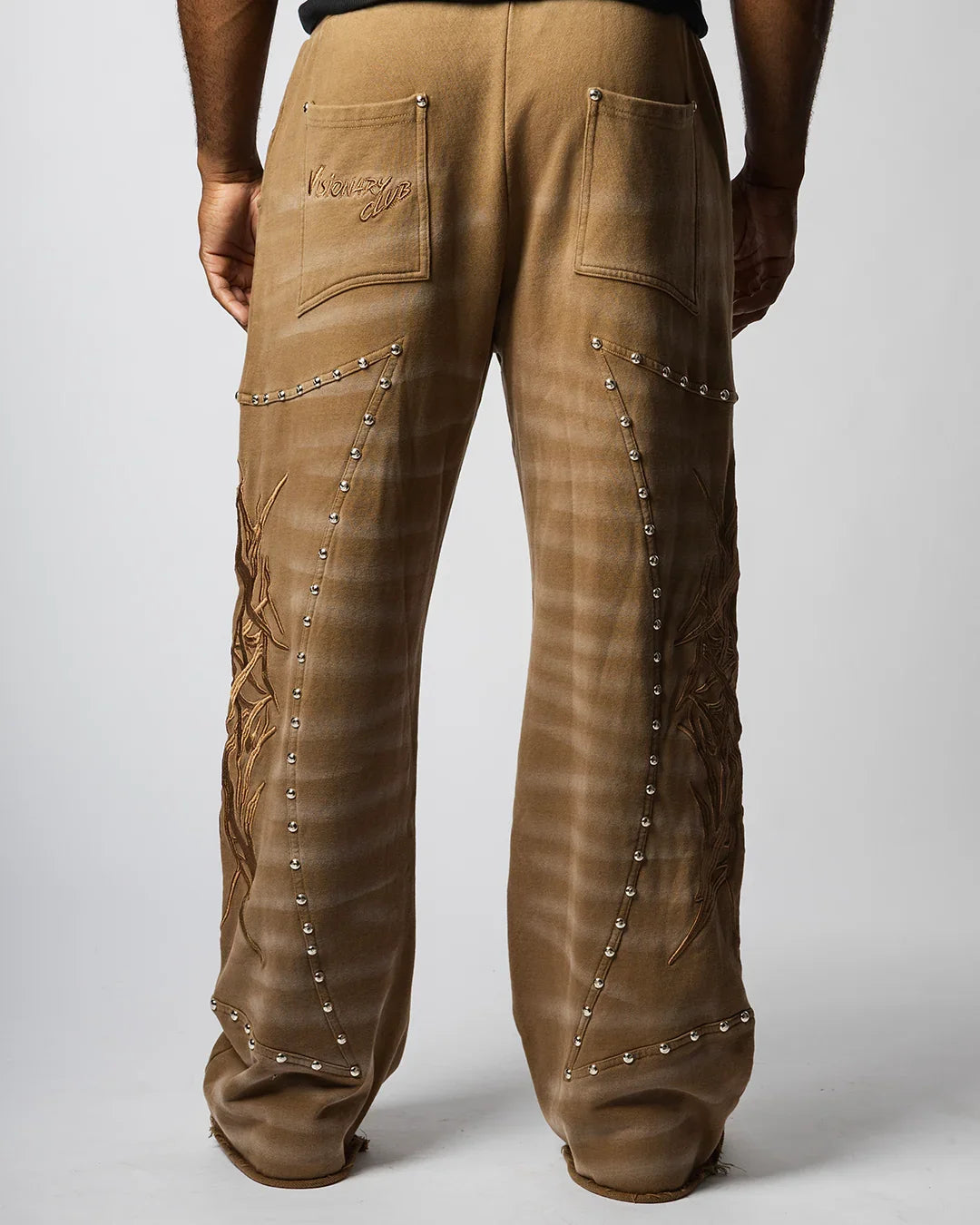 "CRASH BURNERS" WIDE LEG SWEATS (BROWN)