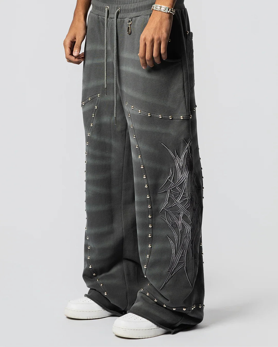 "CRASH BURNERS" WIDE LEG SWEATS (GREY)