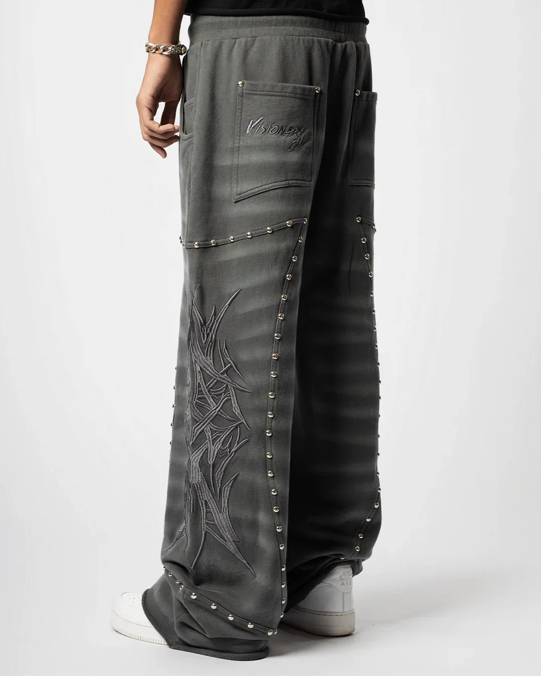 "CRASH BURNERS" WIDE LEG SWEATS (GREY)