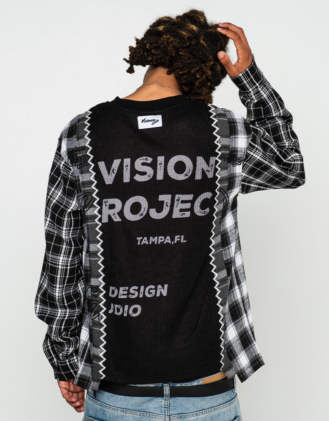 "HARVEST PATCHWORK" KNITTED FLANNEL(BLACK)