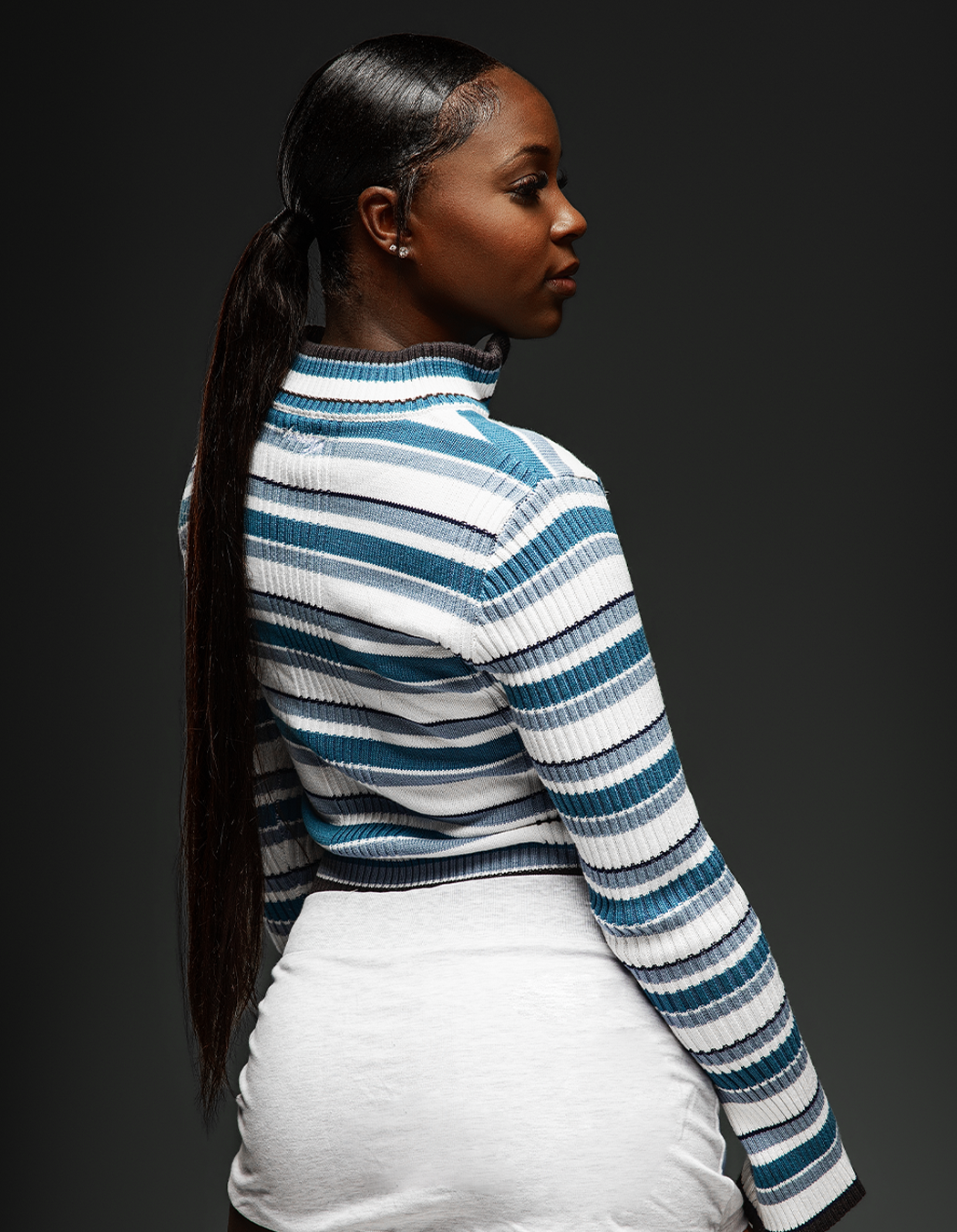 GRIDLINE STRIPED HALF-ZIP KNIT (FEMALE)