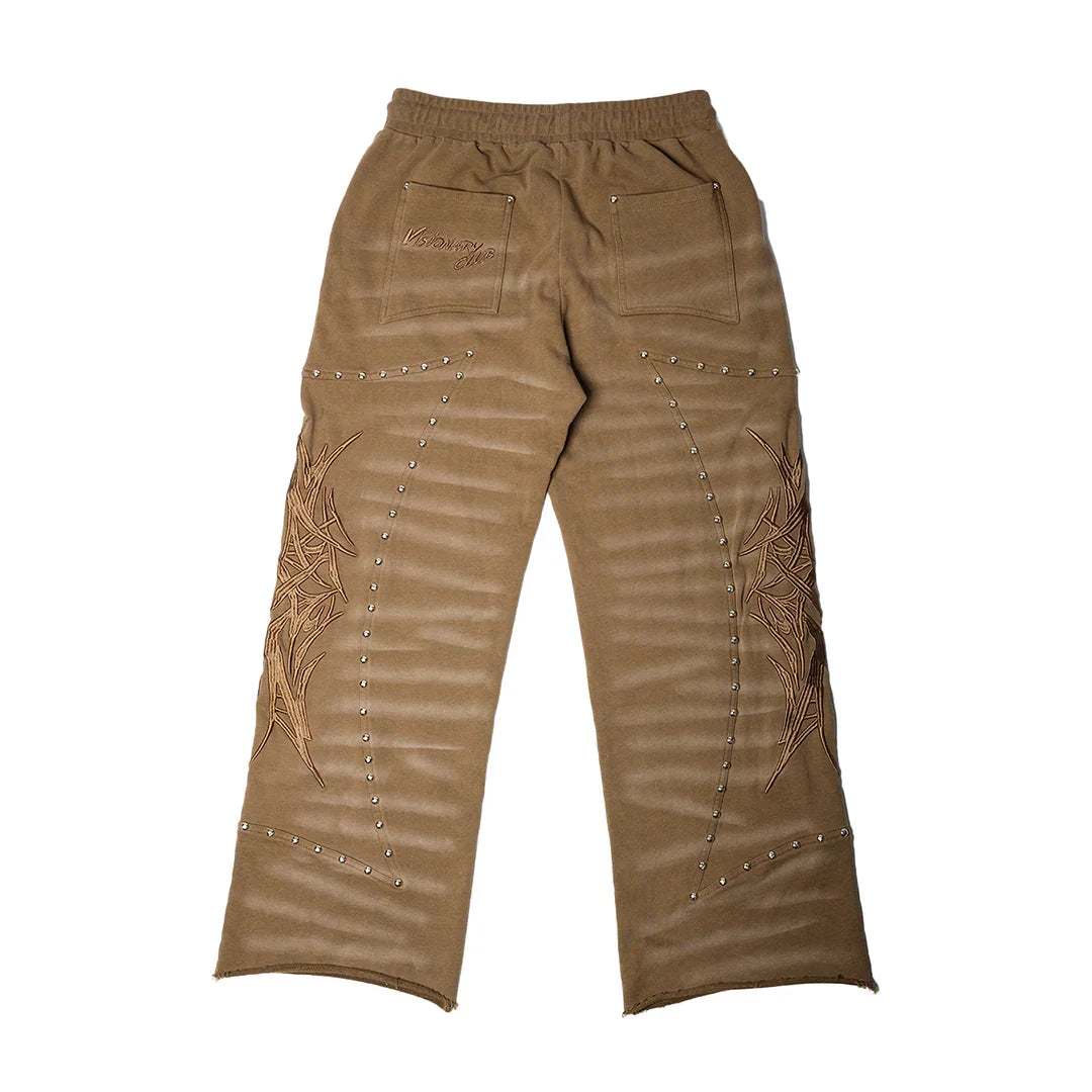 "CRASH BURNERS" WIDE LEG SWEATS (BROWN)