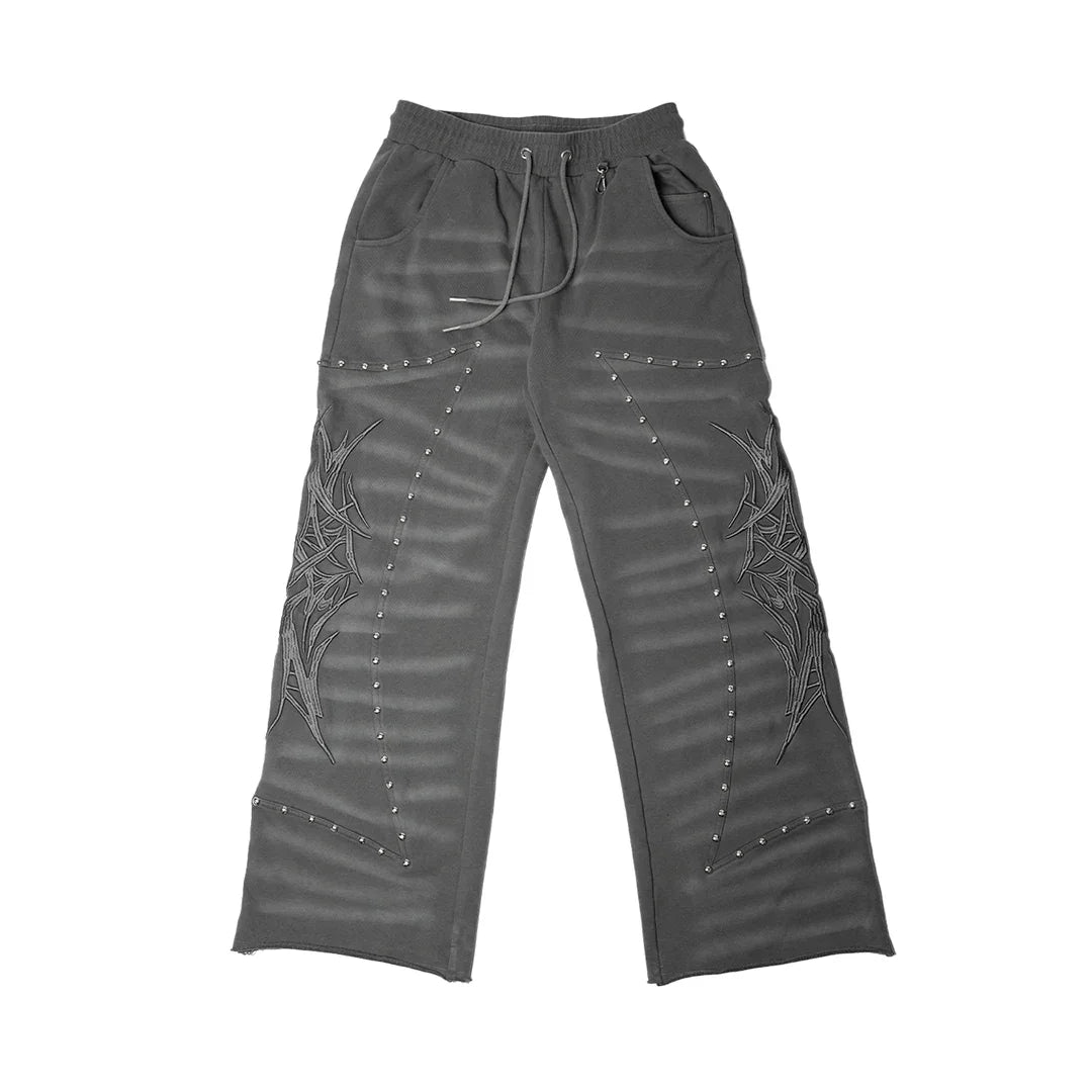 "CRASH BURNERS" WIDE LEG SWEATS (GREY)