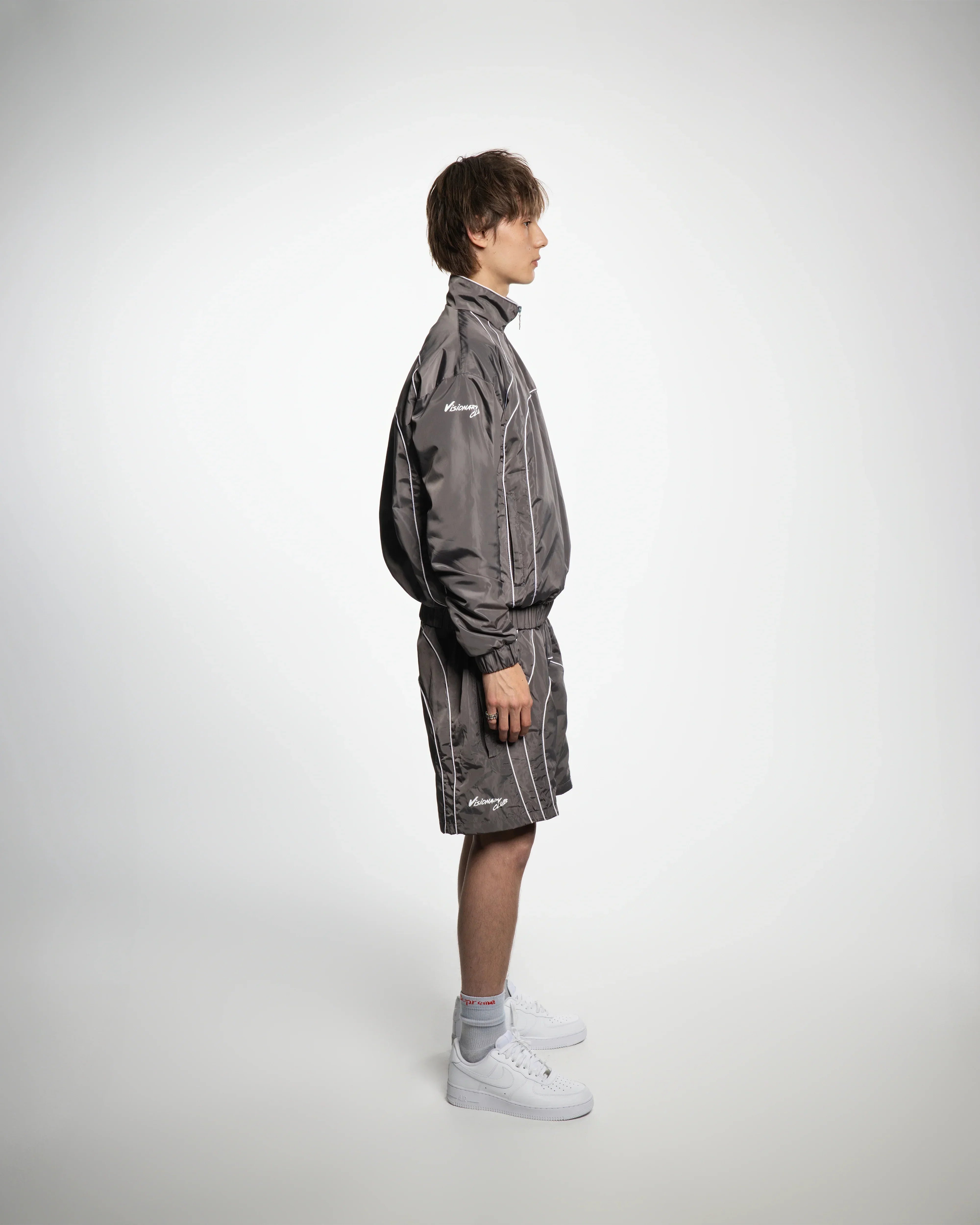 alound wide nylon track jaket （Grey）