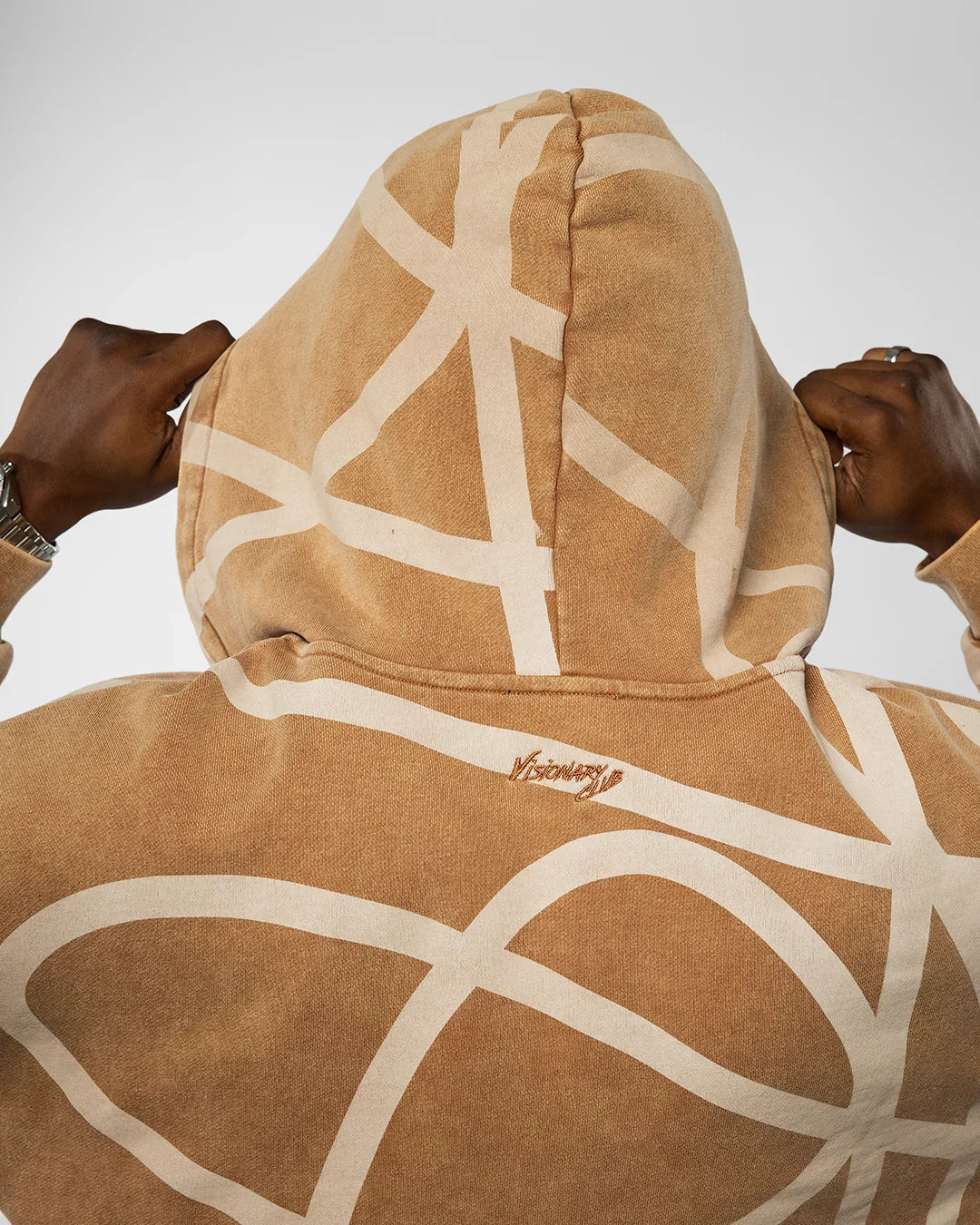 VISIONARY "TWISTED CHAOS" DISTRESSED HOODIE (BROWN)