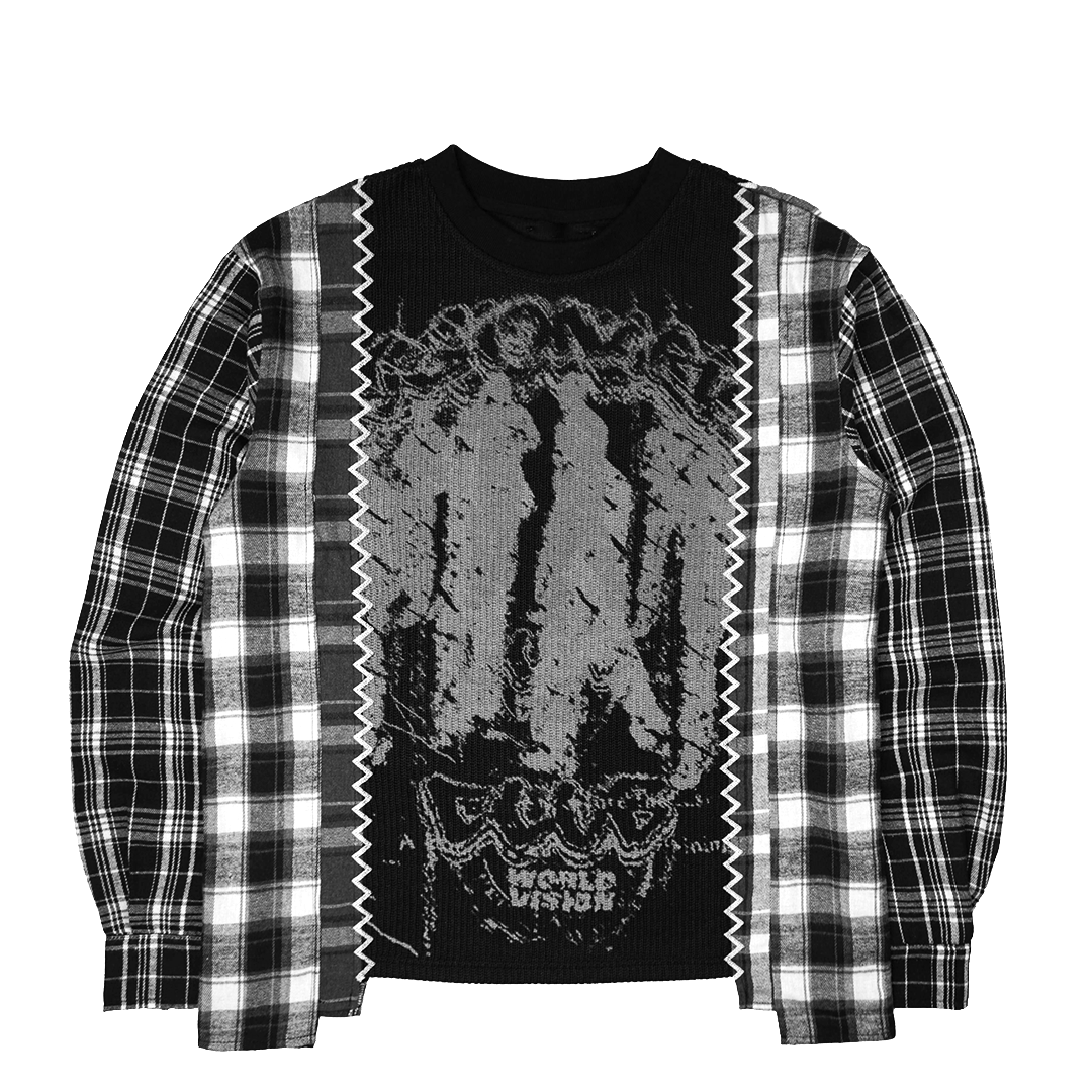 "HARVEST PATCHWORK" KNITTED FLANNEL(BLACK)