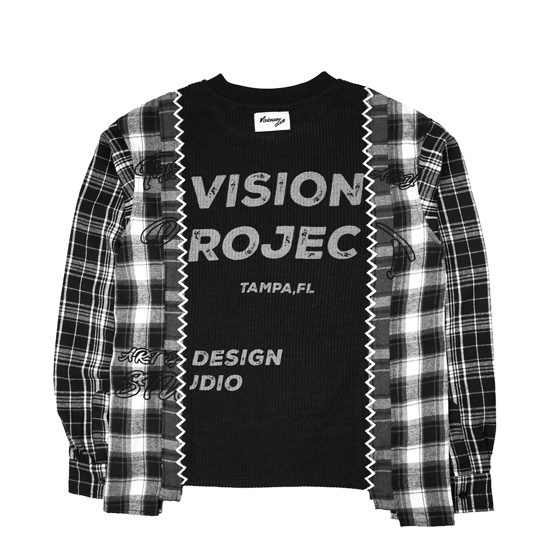 "HARVEST PATCHWORK" KNITTED FLANNEL(BLACK)