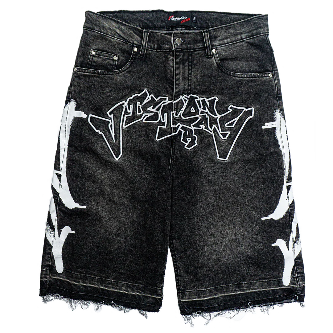 パンツ NIKEGraffiti Denim Shorts PHANTOM GREY “GRAFFITI BLITZ” LONG STRAIGHT DENIM SHORTS
