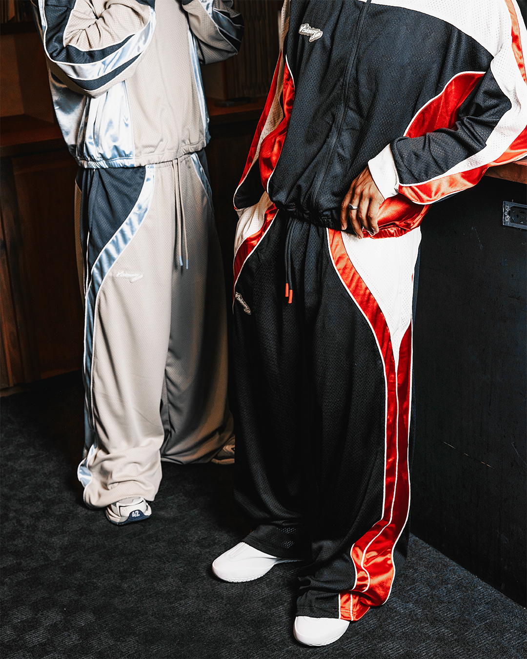 "RADIANT AURA" V3 SATIN WIDE LEG SWEATS (FIRE RED)