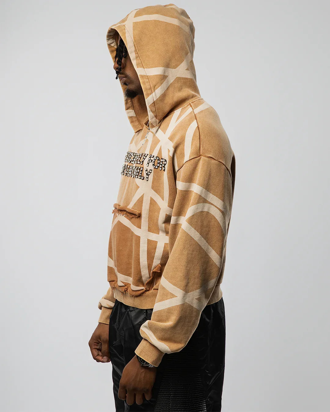 VISIONARY "TWISTED CHAOS" DISTRESSED HOODIE (BROWN)