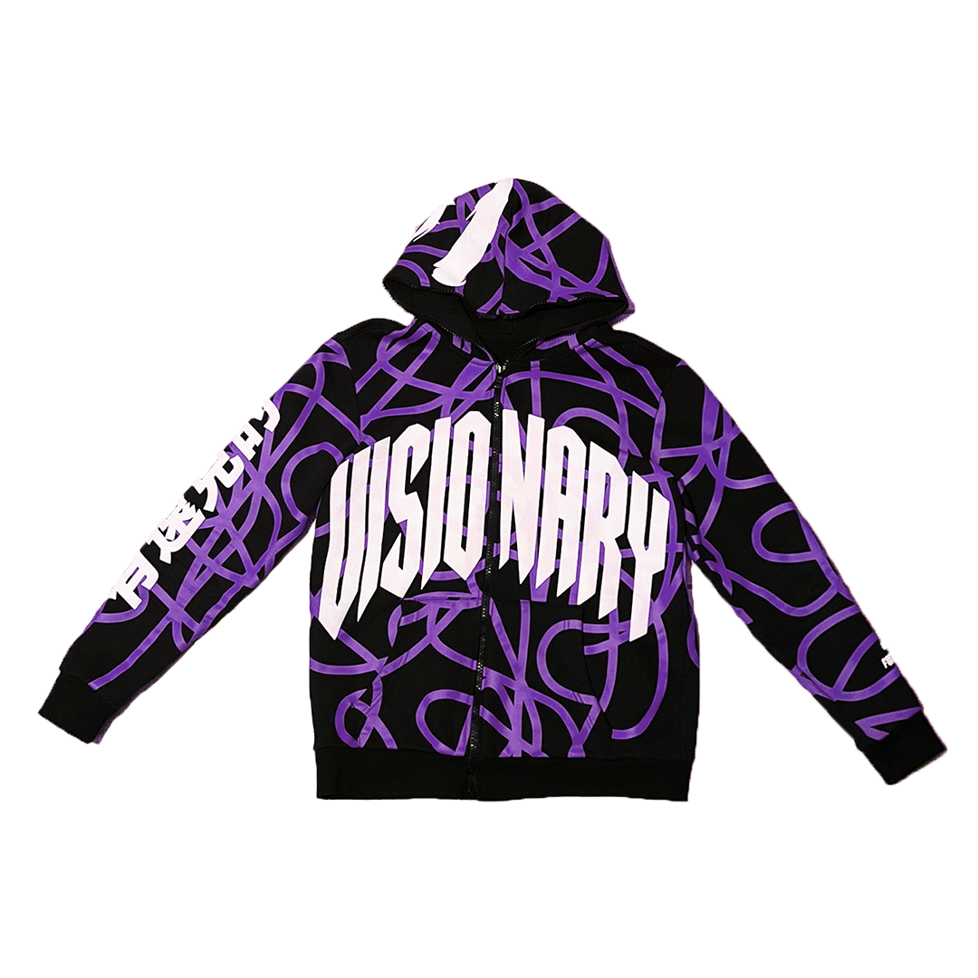 "PURPLE RAIN" FULL ZIP-UP PUFF PRINT